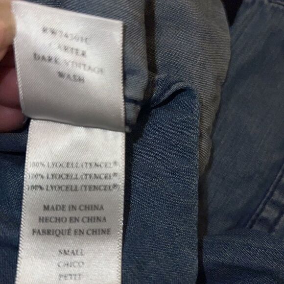 Rails Carter Dark Vintage Wash Chambray Button Front Long Sleeve Top sz S FLAW - Picture 5 of 10